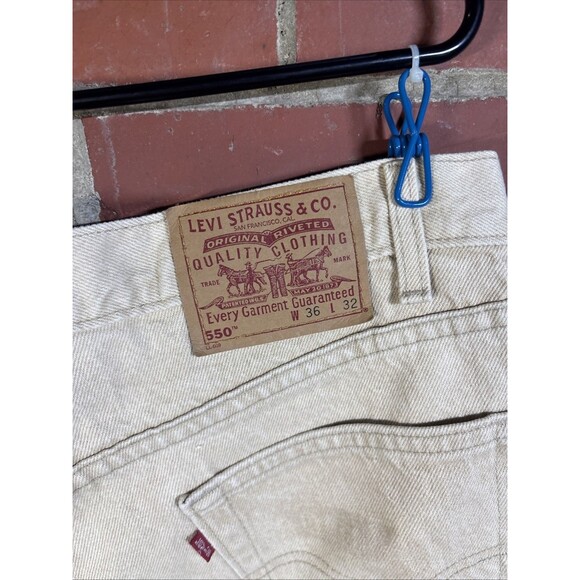 Vintage 90s Levis 550 Red Tab Tan Jeans Relaxed Fit USA Made 36W 32L, Real 36x32 - Picture 6 of 9